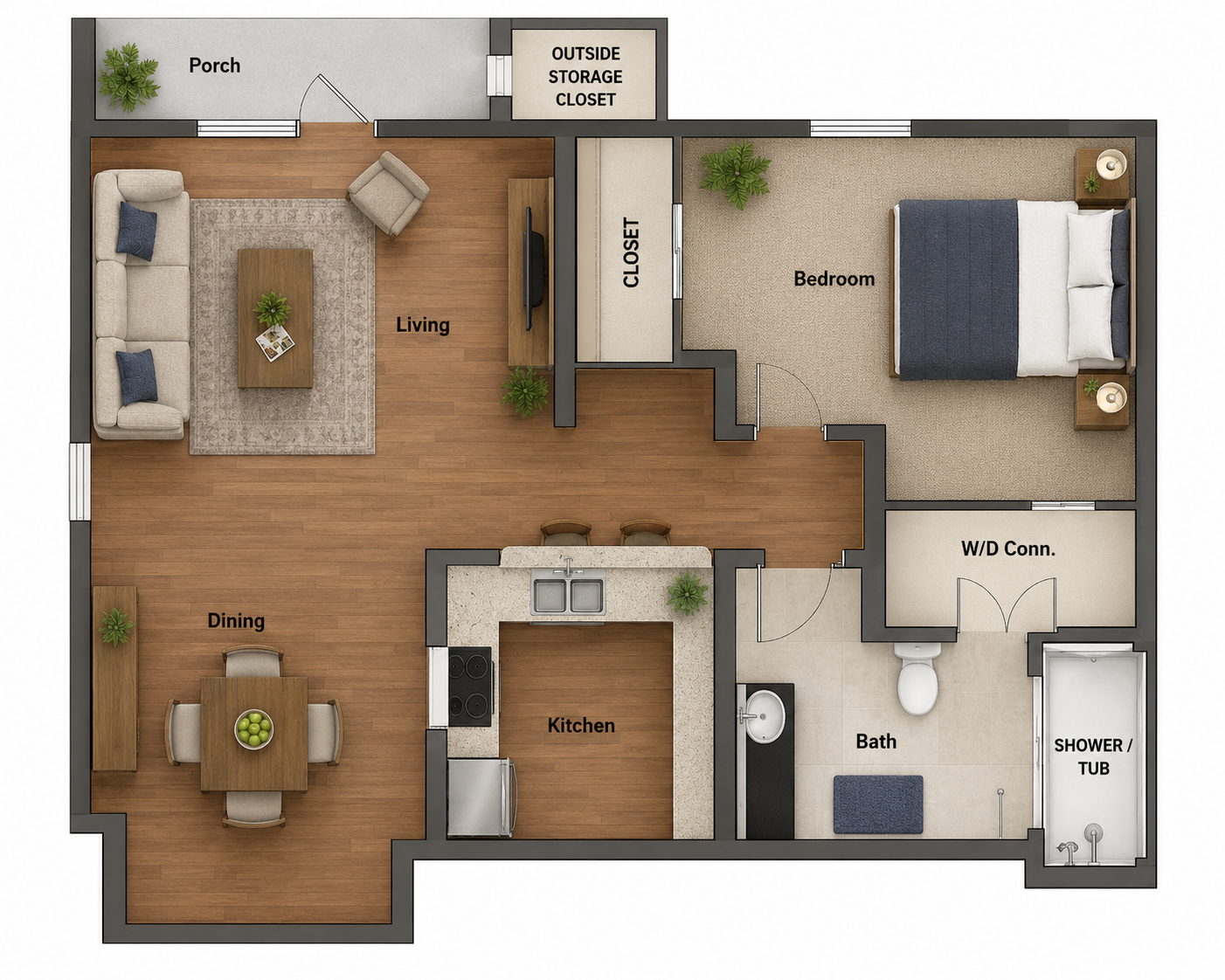 1-Bedroom Floorplan