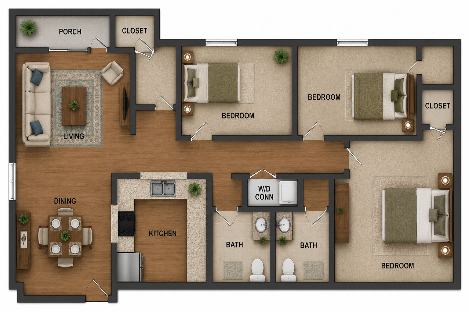3-Bedroom Floorplan